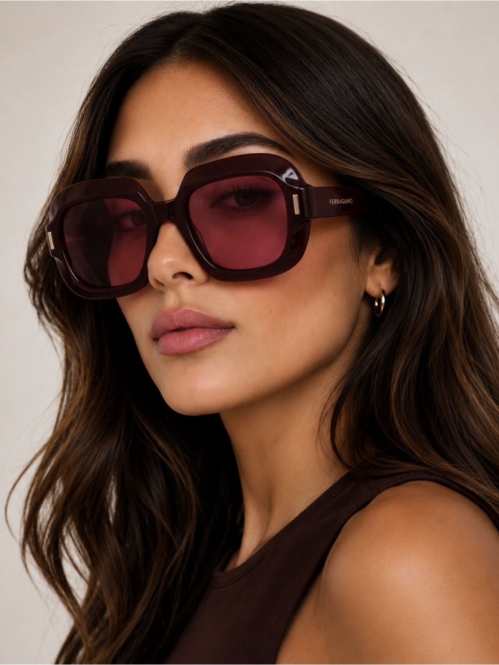 New Salvatore Ferragamo SF2068SE 606 Women's Burgundy Square Sunglasses